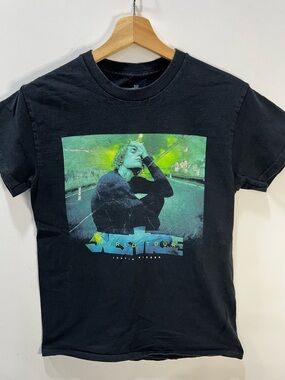 Justin Bieber Black Short-Sleeve Graphic Justice World Tour Tee